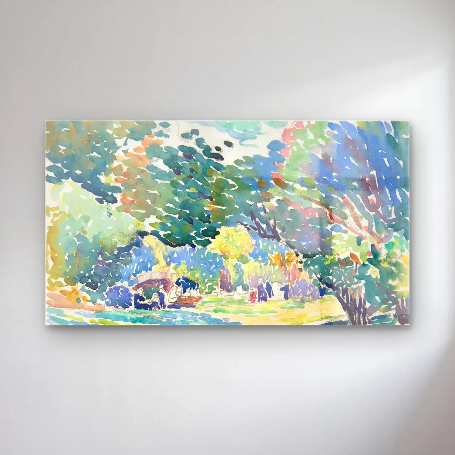Henri Edmond Cross – Landscape cam tablo — Henri Edmond Cross – Landscape — suluboya çiçek bahçesi