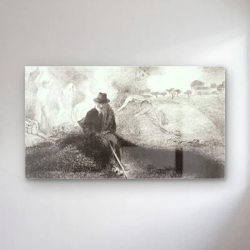 Henri Edmond Cross – L’Errant--print-by-Henri-Edmond-Cross cam tablo — Henri Edmond Cross – L’Errant--print-by-Henri-Edmond-Cross — siyah beyaz mitolojik sahne