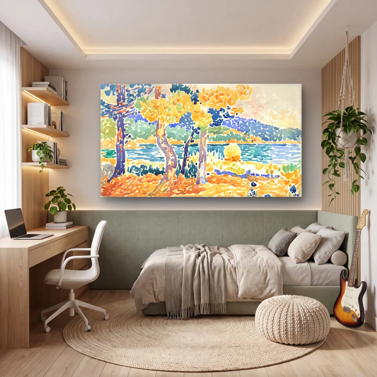 Henri Edmond Cross – Pines on the Coastline cam tablo — genç odasında