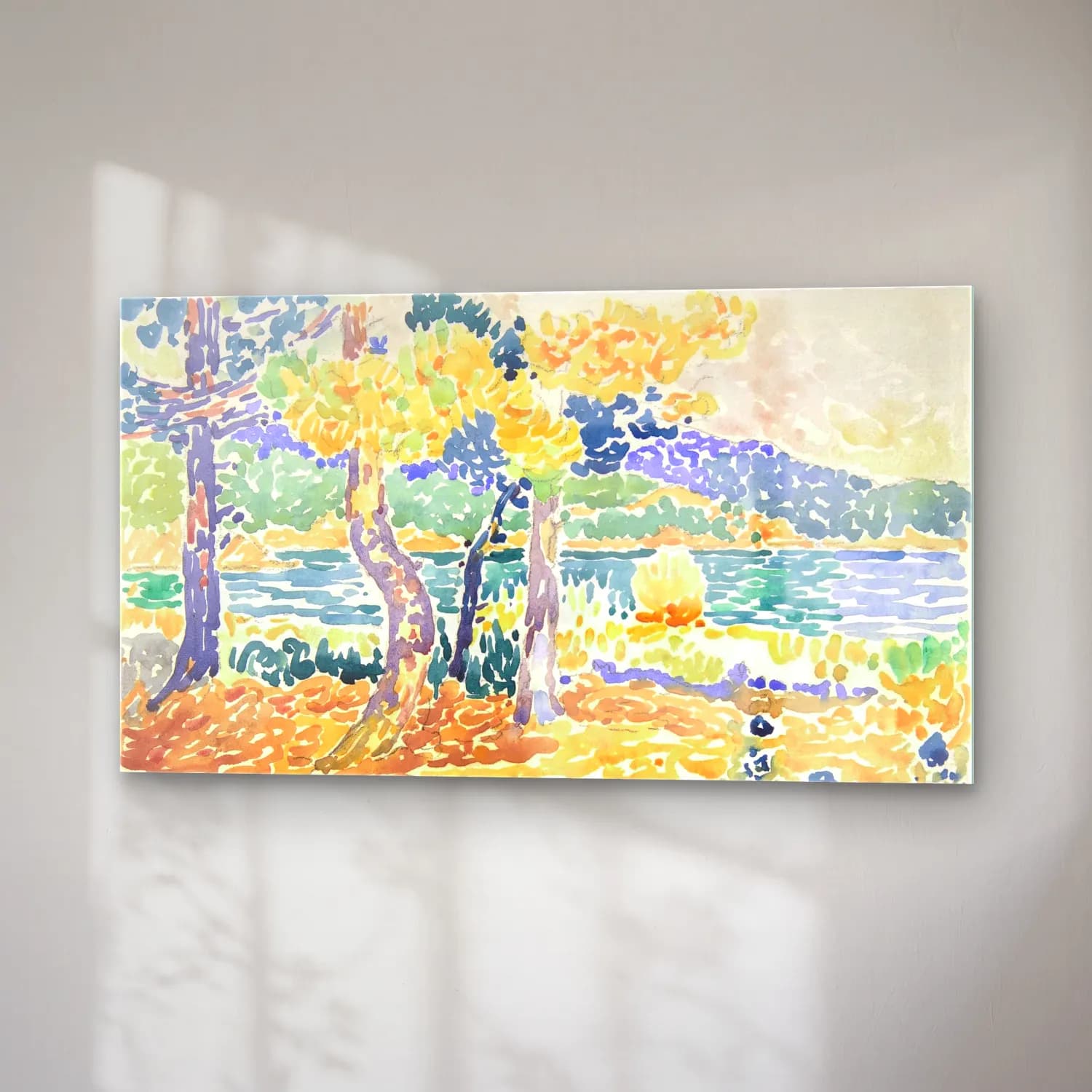 Henri Edmond Cross – Pines on the Coastline cam tablo — sağ açıdan görünüm