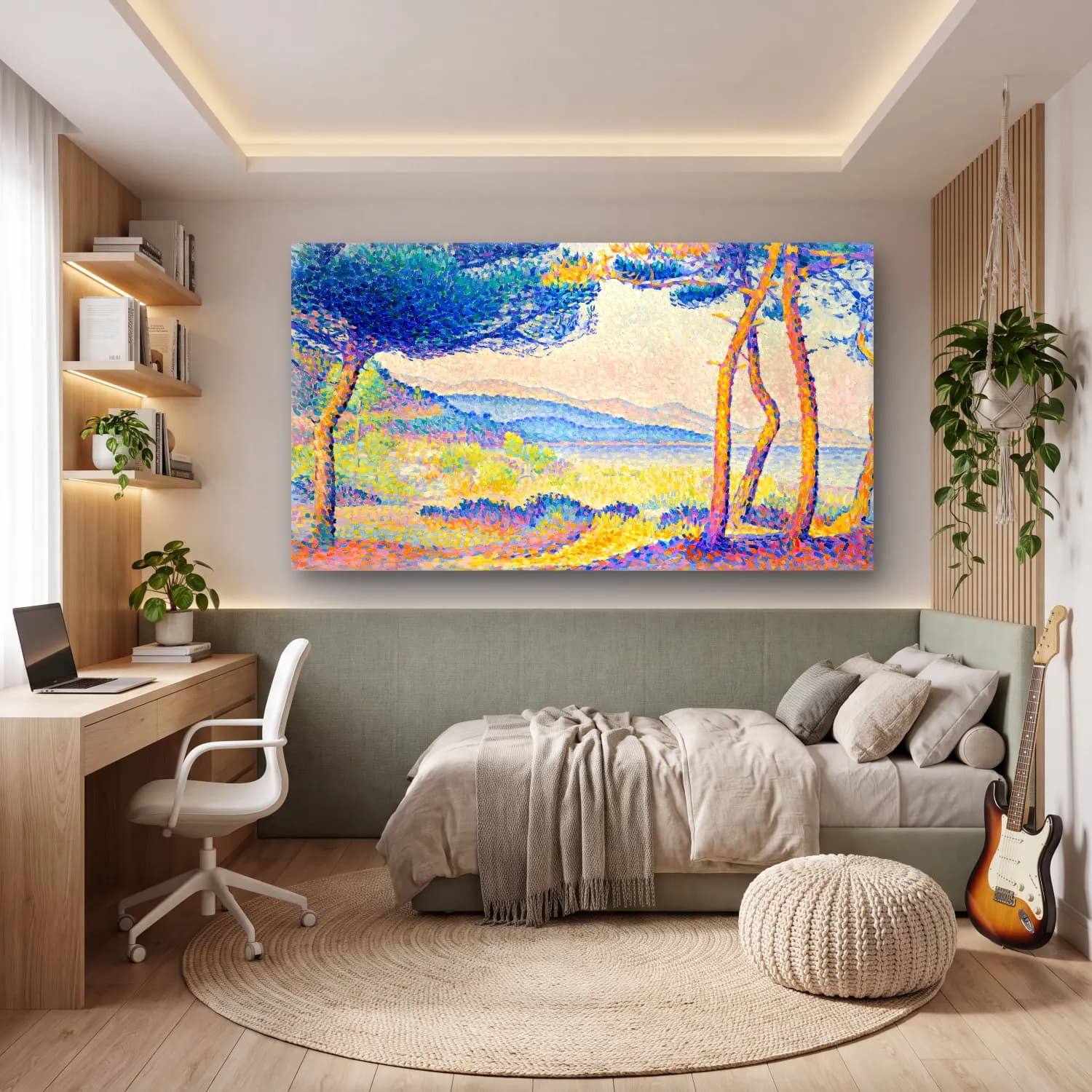 Henri Edmond Cross – Pines-Along-the-Shore--painting-by-Henri-Edmond-Cross cam tablo — genç odasında