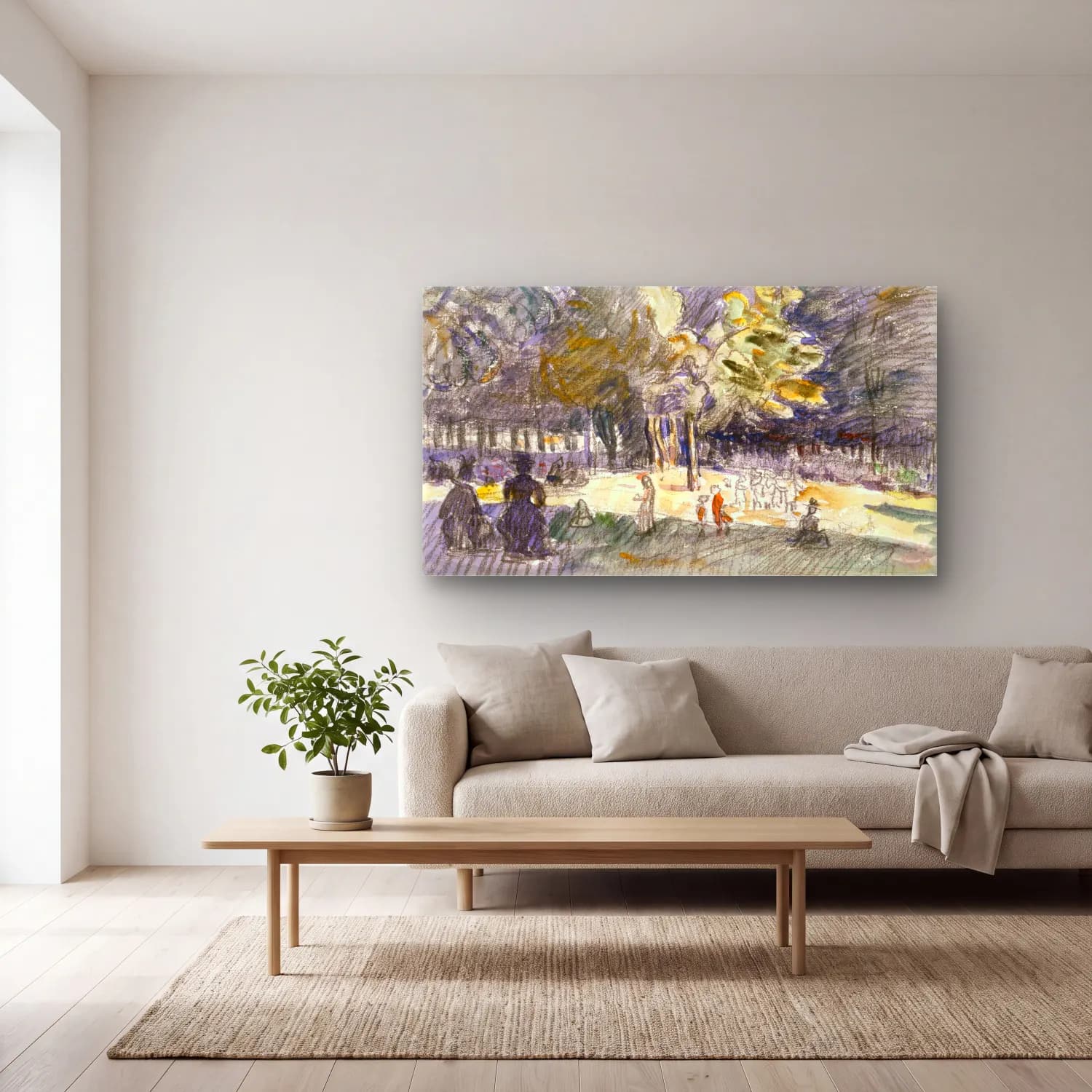 Henri Edmond Cross – Study-for- Le-Ranelagh--painting-by Henri-Edmond-Cross cam tablo — açık renk salonda