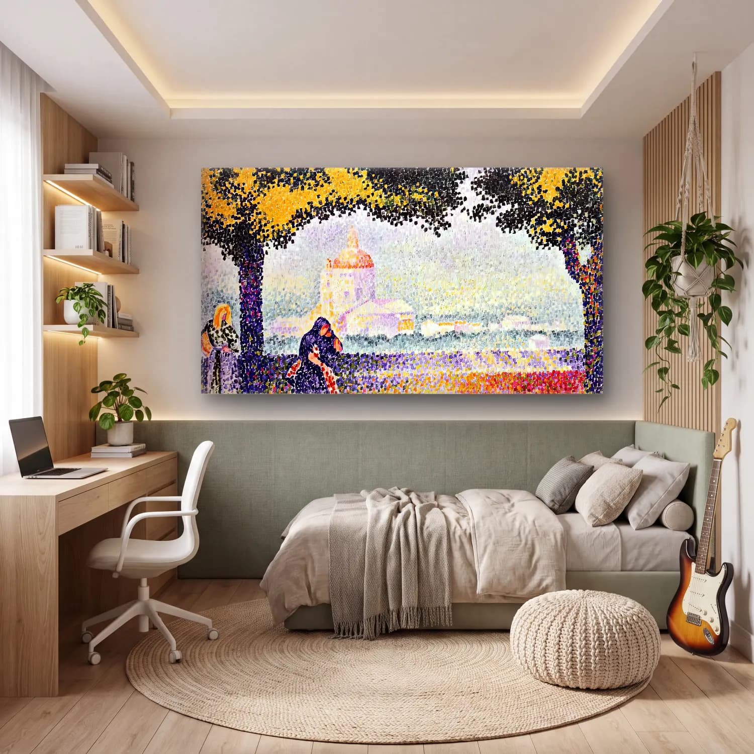 Henri Edmond Cross – The Church of Santa Maria degli Angeli near Assisi cam tablo — genç odasında