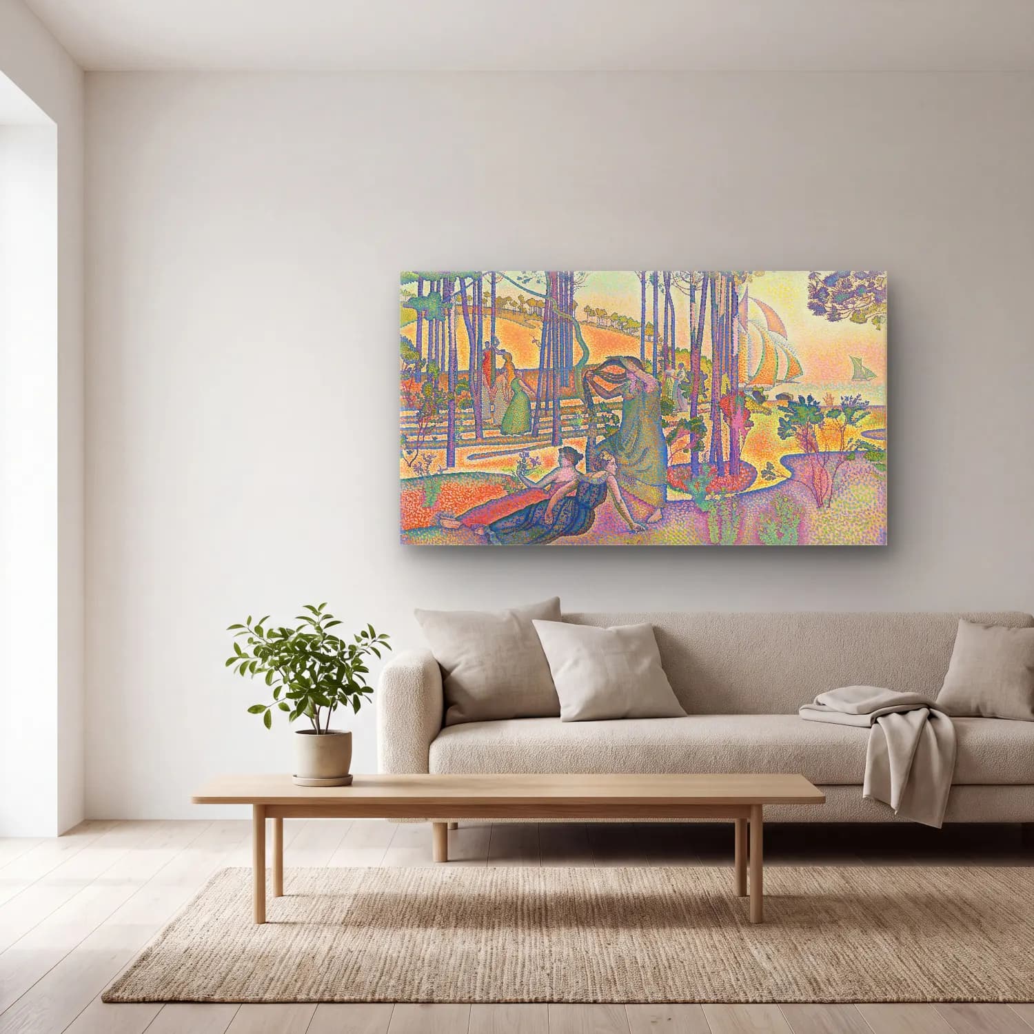 Henri Edmond Cross – The-Evening-Air-by-Henri-Edmond-Cross cam tablo — açık renk salonda