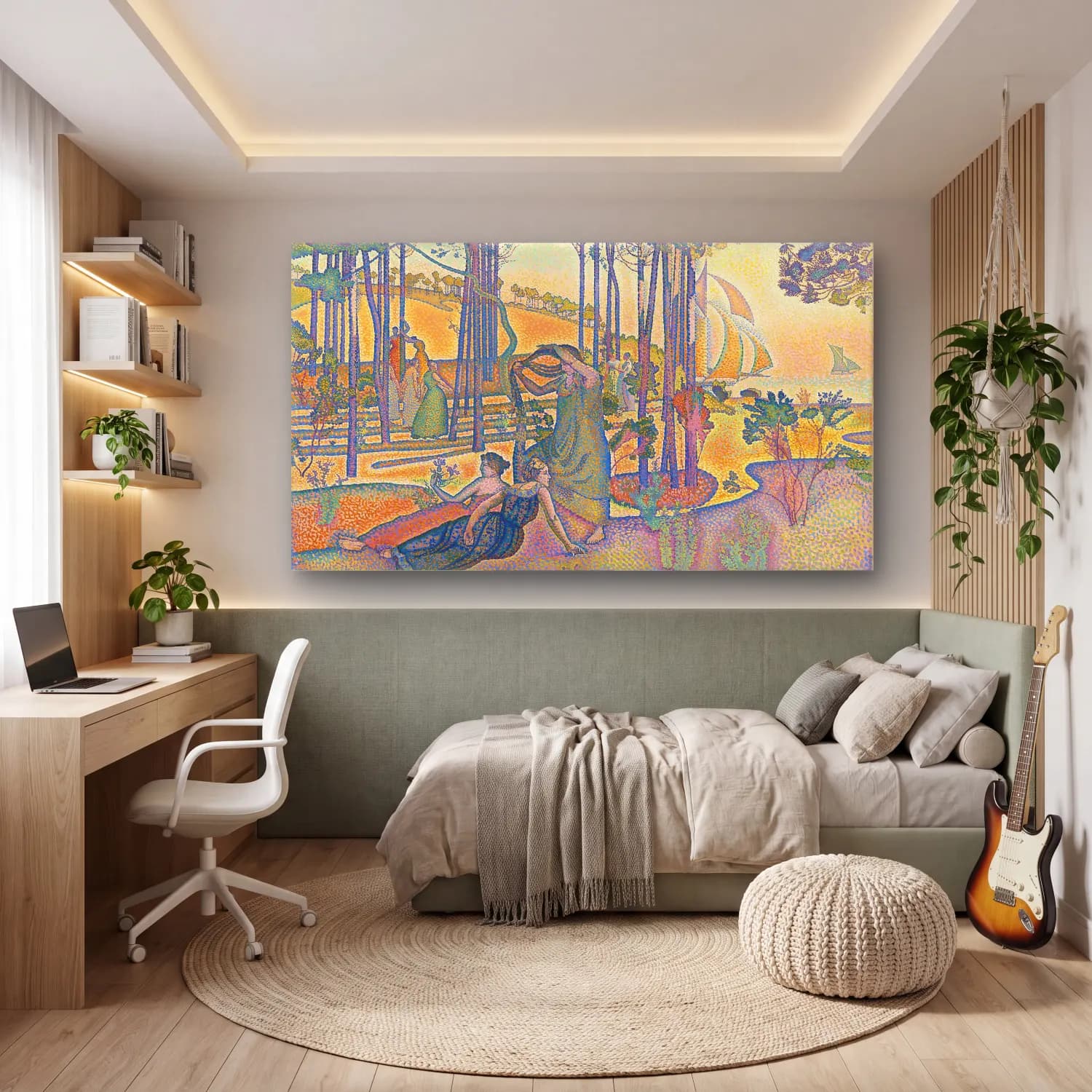 Henri Edmond Cross – The-Evening-Air-by-Henri-Edmond-Cross cam tablo — genç odasında
