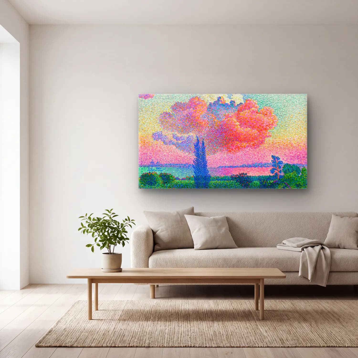 Henri Edmond Cross – The-Pink Cloud--painting -Henri-Edmond-Cross cam tablo — açık renk salonda