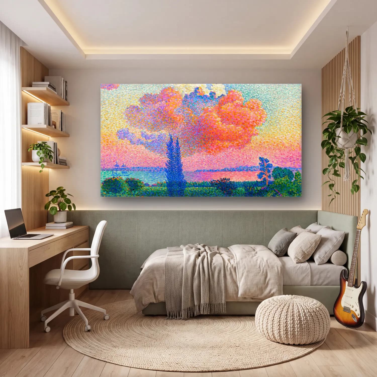 Henri Edmond Cross – The-Pink Cloud--painting -Henri-Edmond-Cross cam tablo — genç odasında