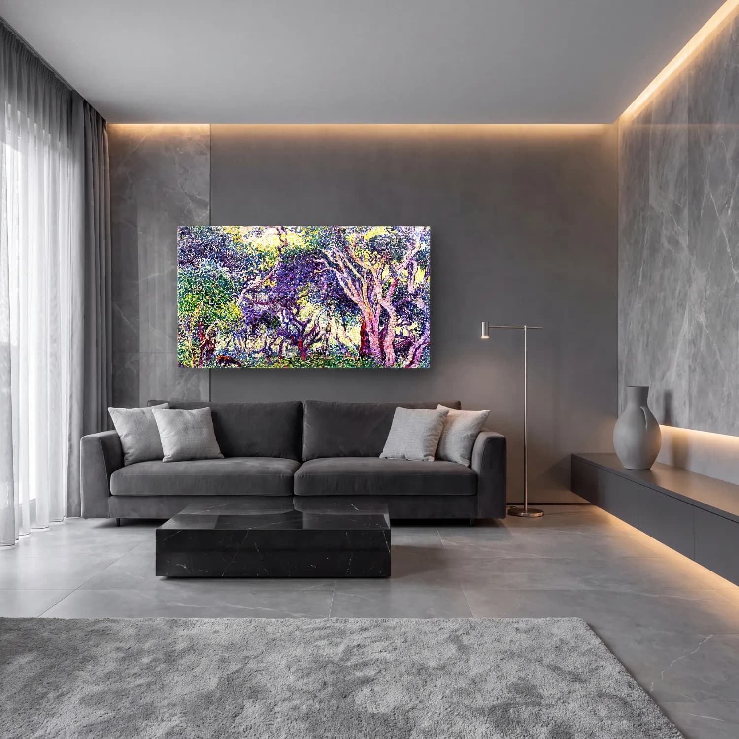 Henri Edmond Cross – Undergrowth cam tablo — lüks salon duvarında