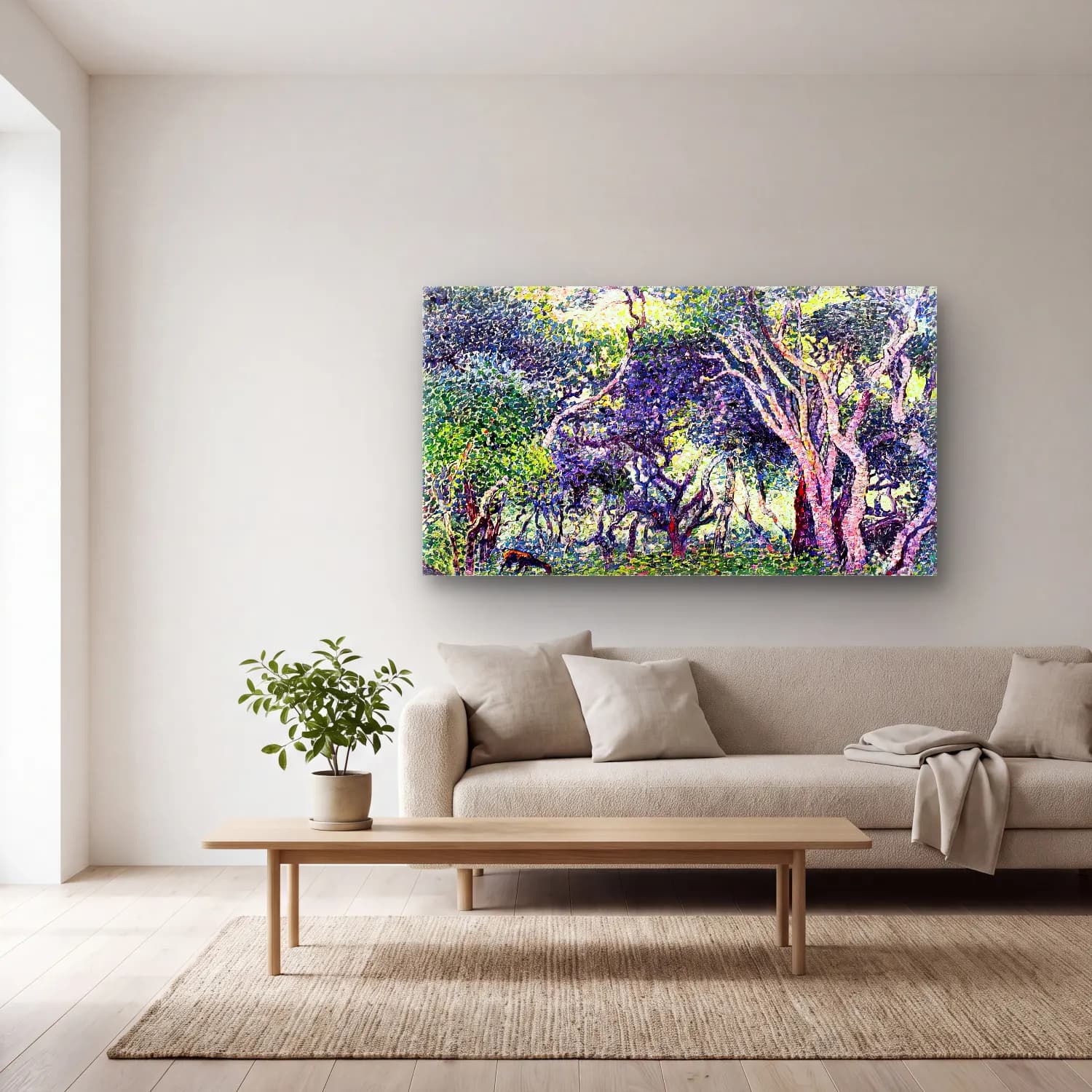 Henri Edmond Cross – Undergrowth cam tablo — açık renk salonda