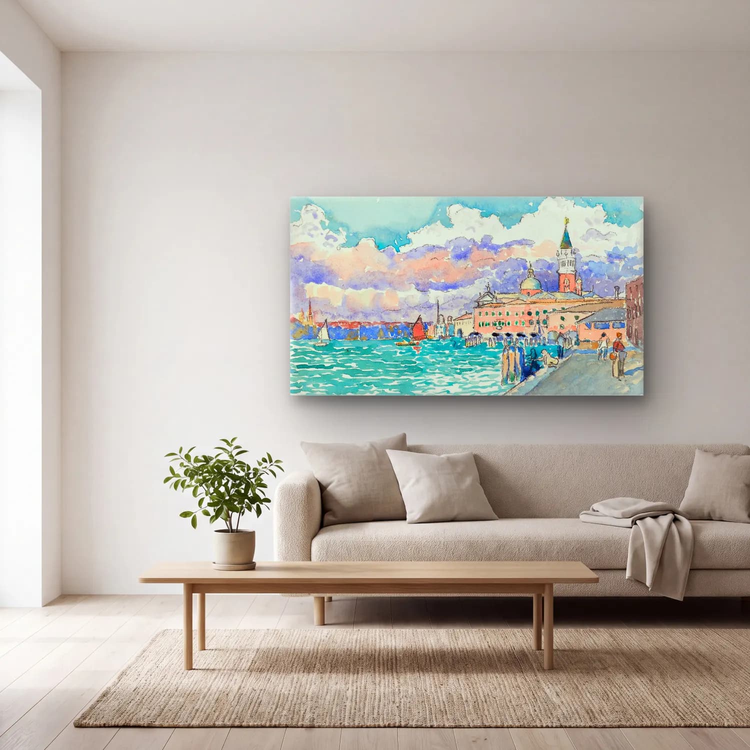 Henri Edmond Cross – Venice--painting-by Henri-Edmond-Cross cam tablo — açık renk salonda