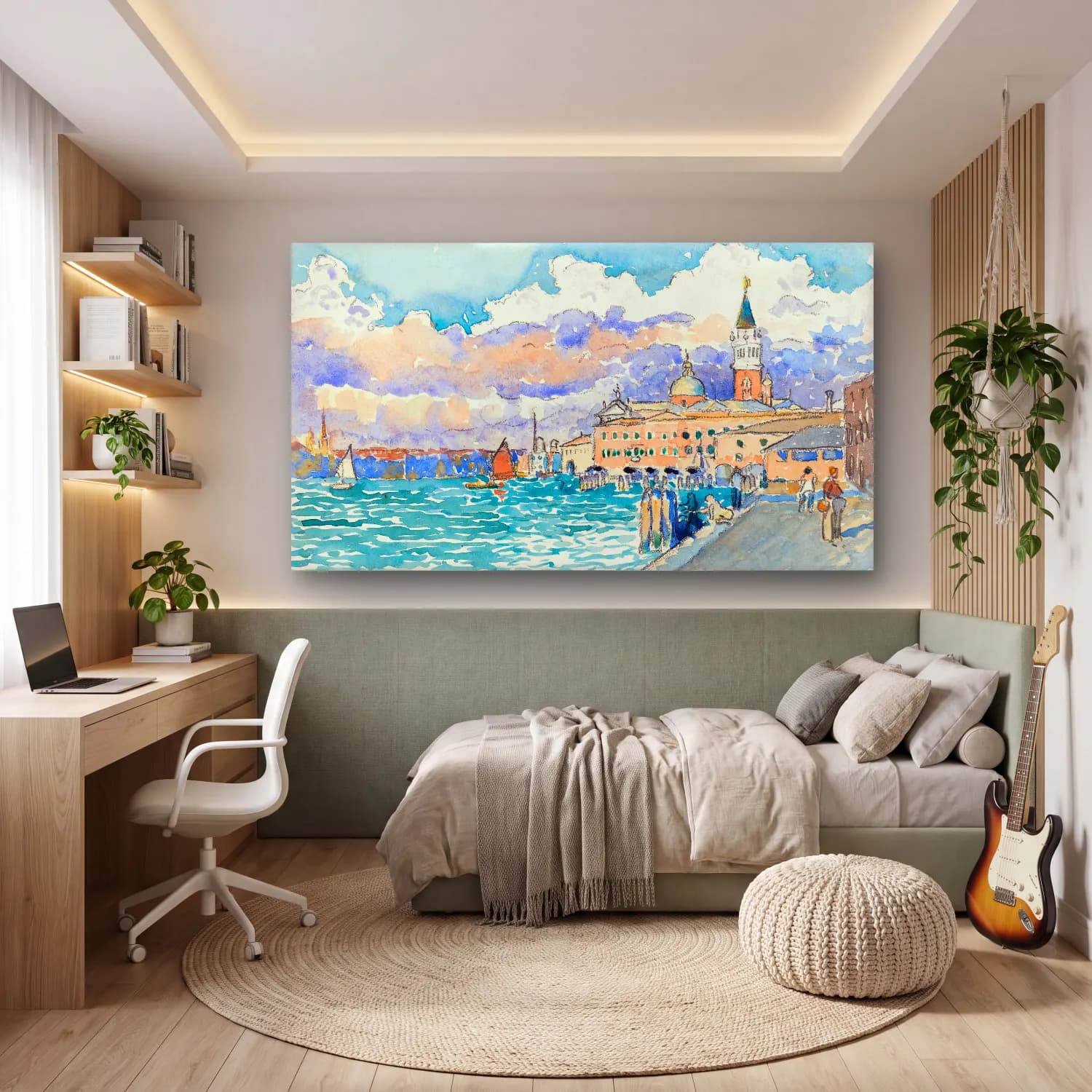 Henri Edmond Cross – Venice--painting-by Henri-Edmond-Cross cam tablo — genç odasında