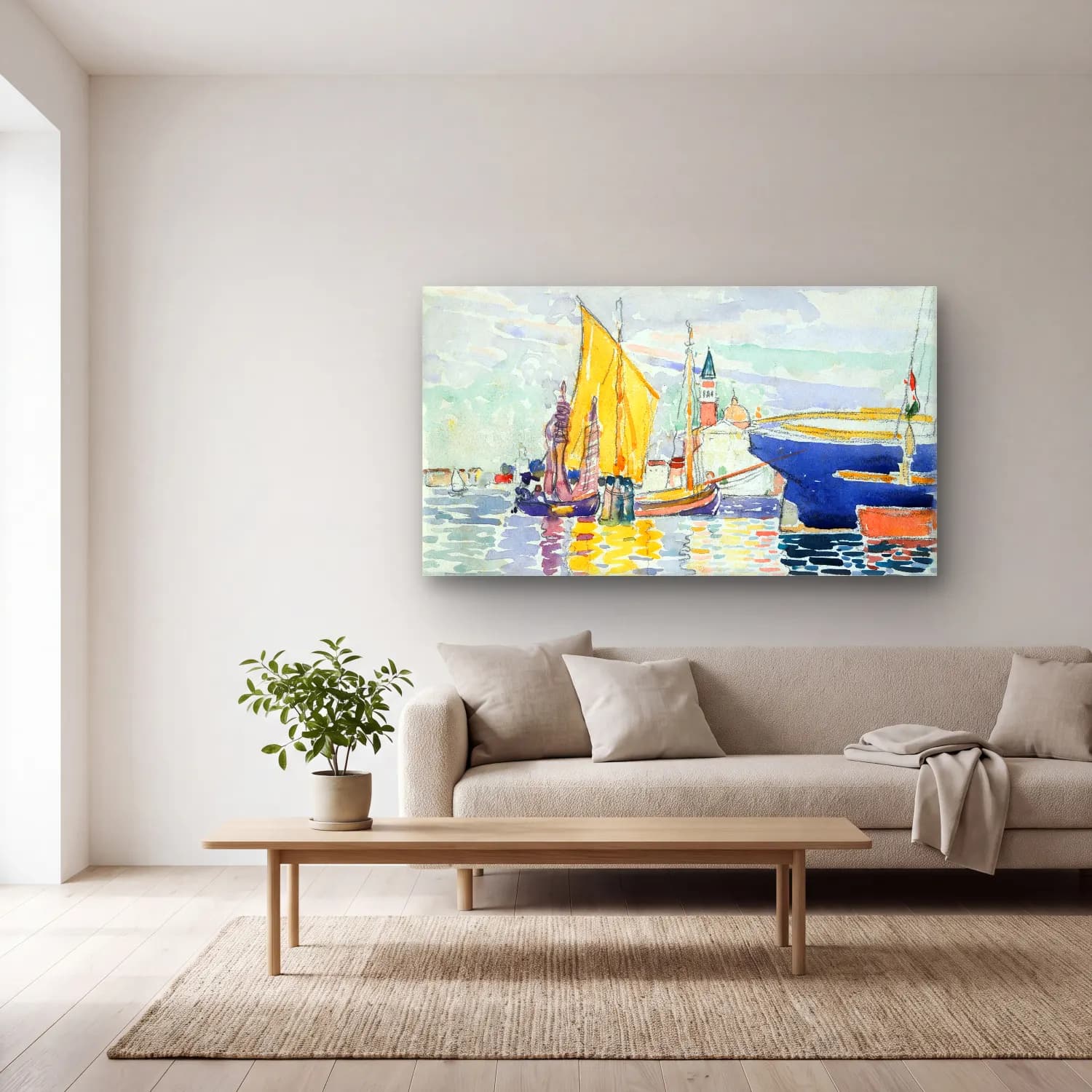 Henri Edmond Cross – Venice-The Giudecca cam tablo — açık renk salonda