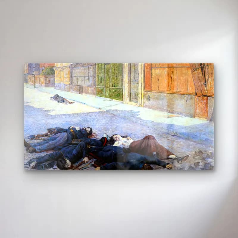 Maximilien Luce – A Street in Paris in May cam tablo — Maximilien Luce – A Street in Paris in May — empresyonist kalabalık cadde