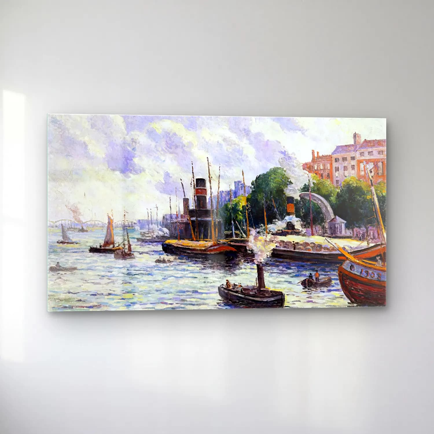 Maximilien Luce – The Port of Rotterdam cam tablo — sol açıdan görünüm