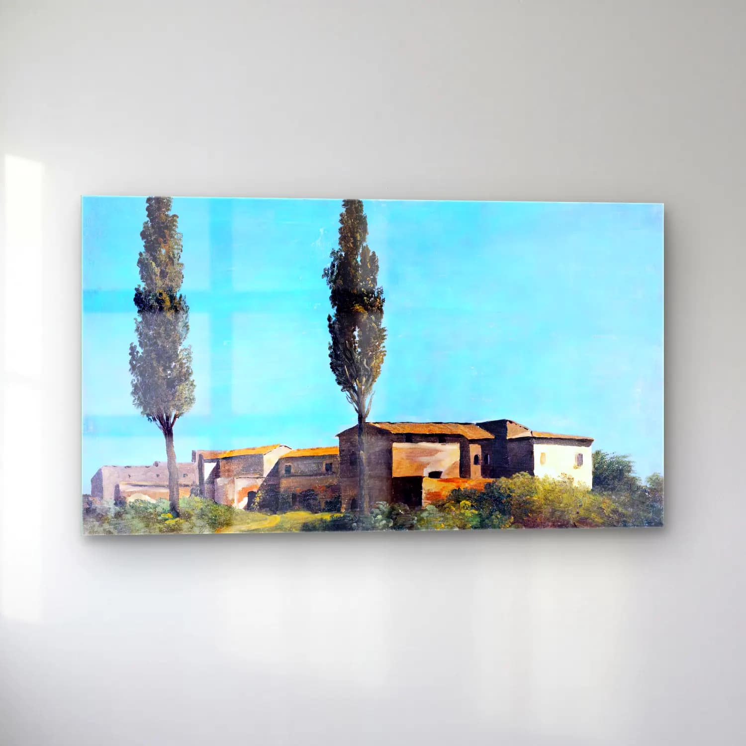 Pierre-Henri de Valenciennes – Farm-buildings at the Villa Farnese the Two Poplar Trees cam tablo — sol açıdan görünüm