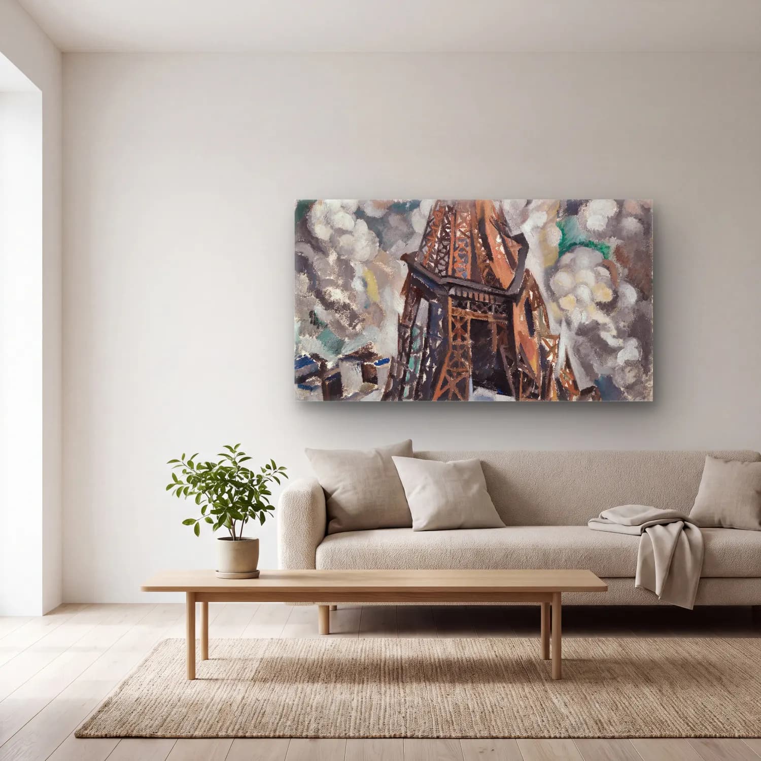 Robert Delaunay – Der Eiffel-Turm cam tablo — açık renk salonda