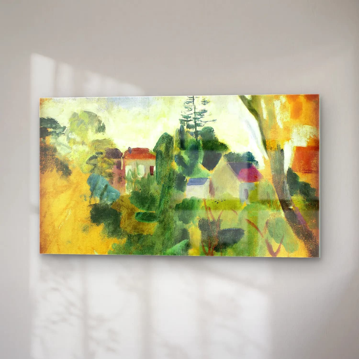 Robert Delaunay – Paysage Inachevé – Yeşil Tonlar cam tablo — sağ açıdan görünüm