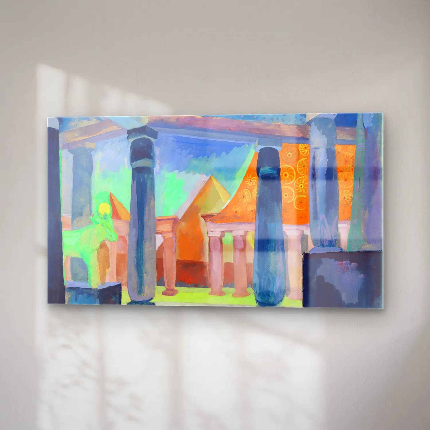 Robert Delaunay – Stage Design for Cleopatra Object (circa 1918) – Pastel Tonlar cam tablo — sağ açıdan görünüm