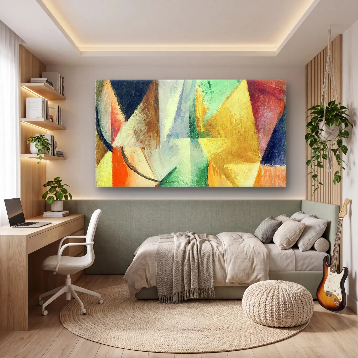 Robert Delaunay – Une fenêtre – Yeşil Tonlar cam tablo — genç odasında