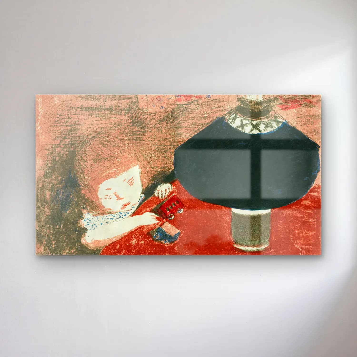 Pierre Bonnard – Child in Lamplight cam tablo — Pierre Bonnard – Child in Lamplight — vintage anne ve çocuk