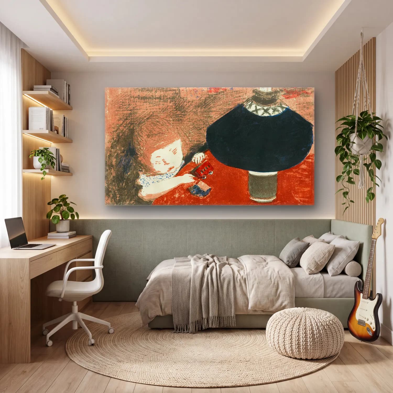 Pierre Bonnard – Child in Lamplight cam tablo — genç odasında