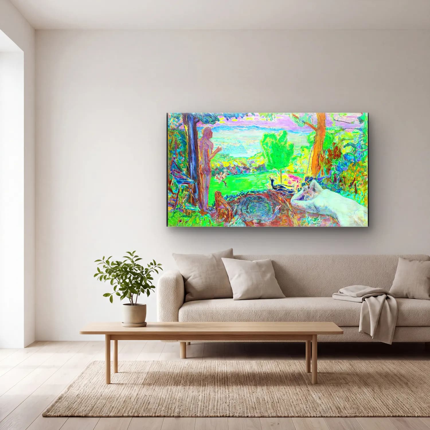 Pierre Bonnard – Earthly Paradise cam tablo — açık renk salonda