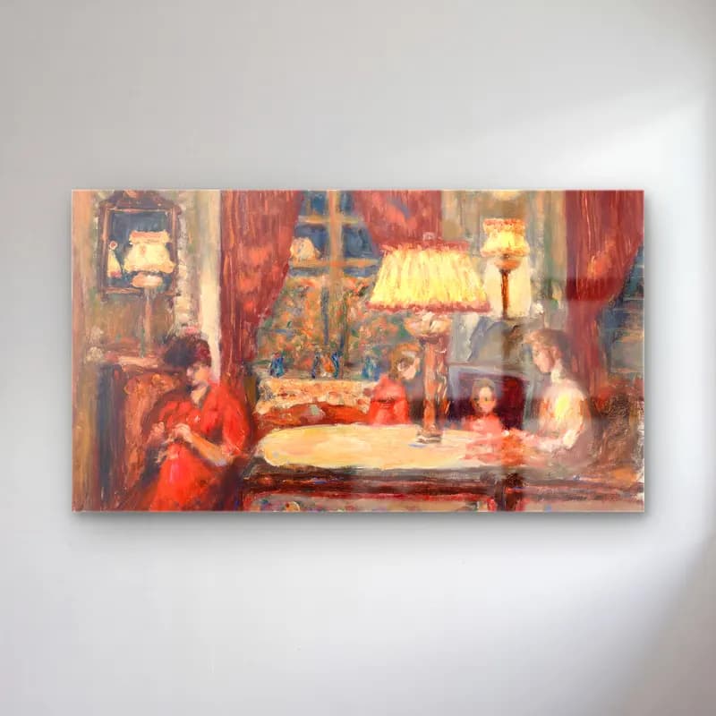 Pierre Bonnard – Evening Under the Lamps cam tablo — Pierre Bonnard – Evening Under the Lamps — empresyonist vintage i̇ç mekân