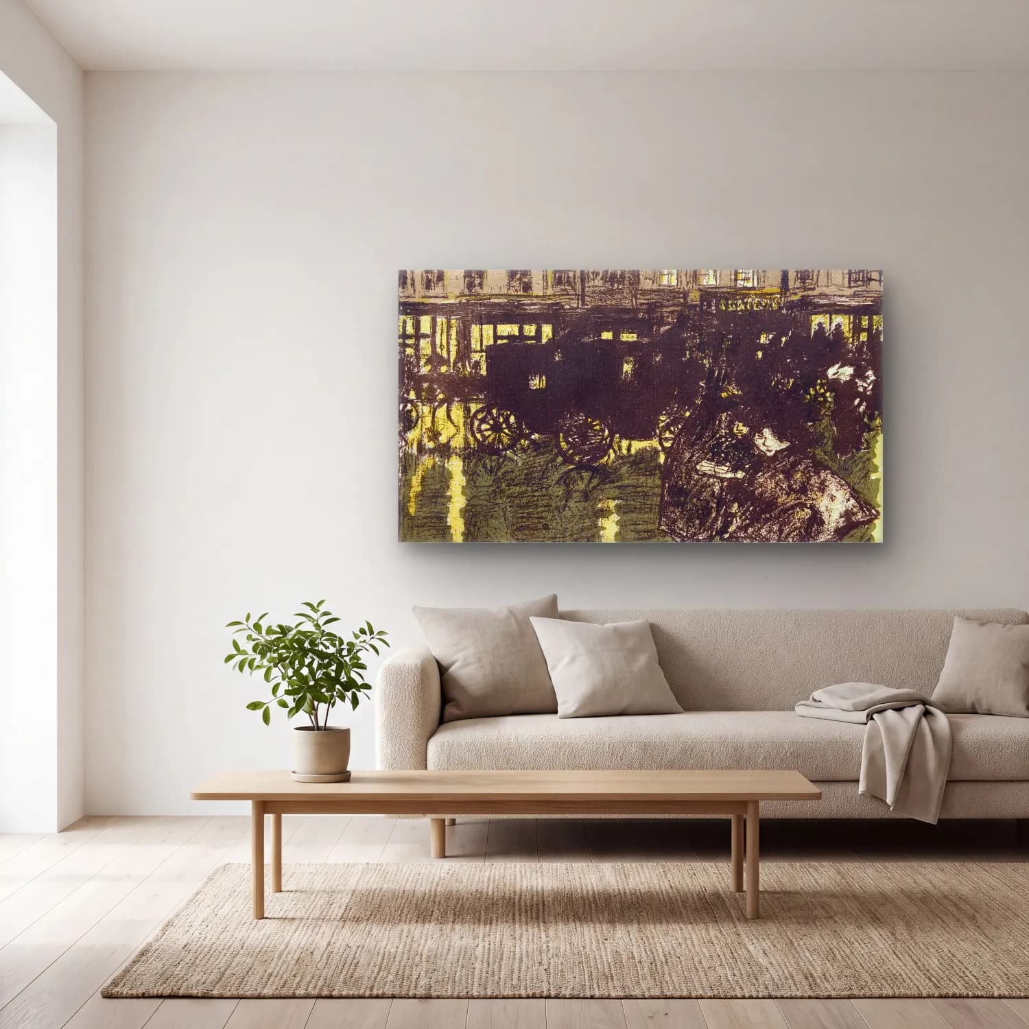 Pierre Bonnard – Evening in the Rain cam tablo — açık renk salonda