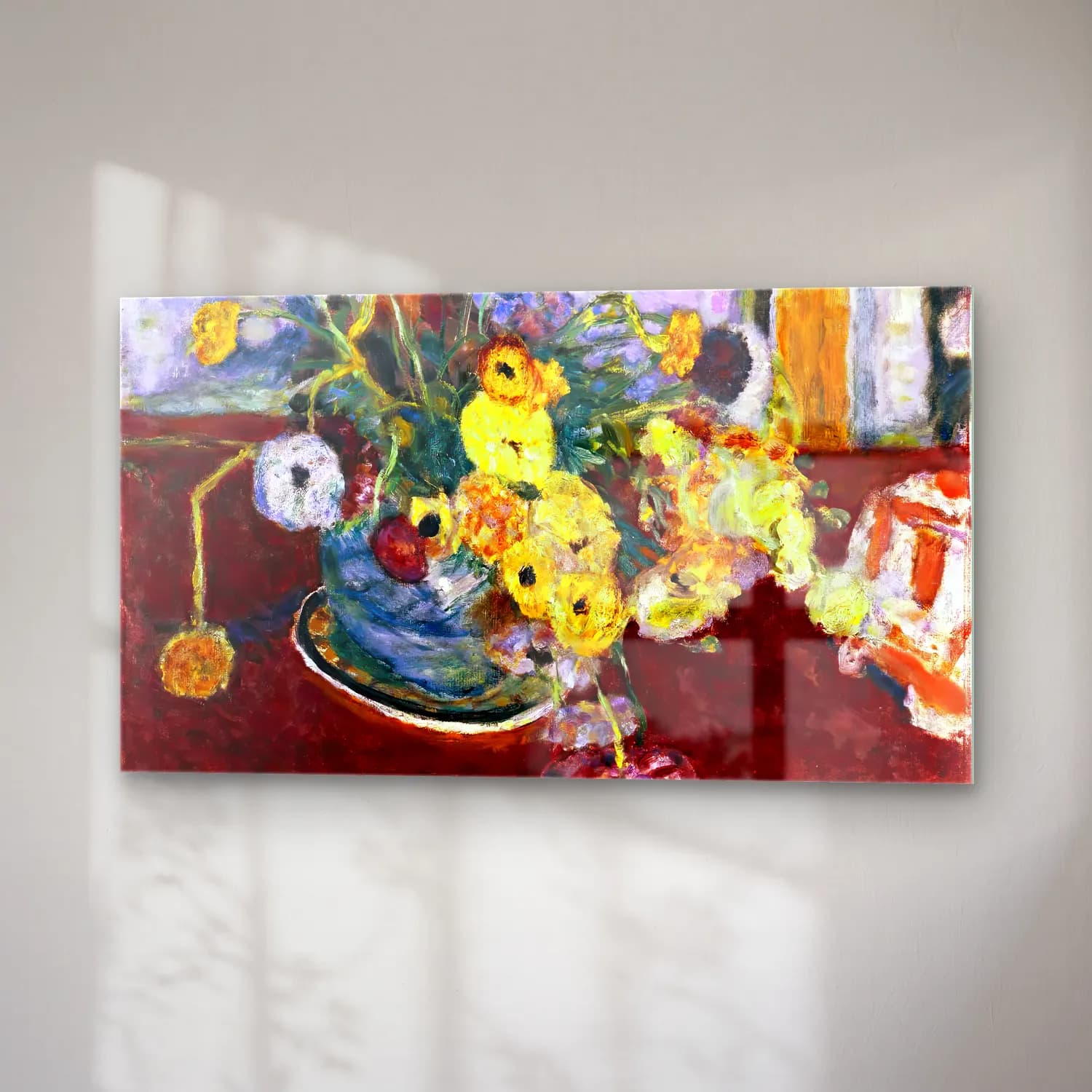 Pierre Bonnard – Flowers on a Red Carpet cam tablo — sağ açıdan görünüm