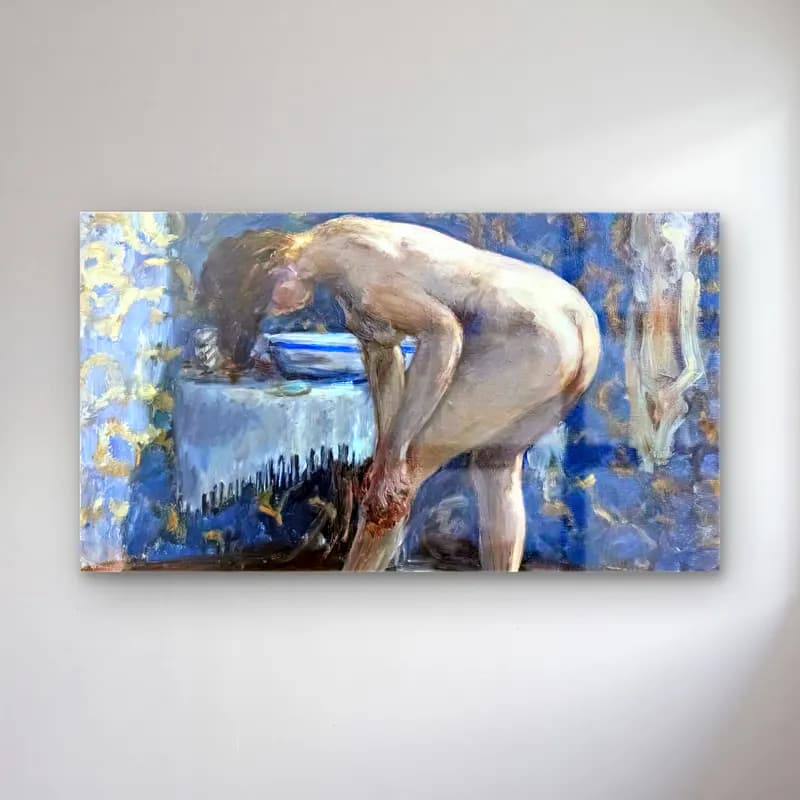 Pierre Bonnard – Naked in the Tub cam tablo — Pierre Bonnard – Naked in the Tub — empresyonist figür çalışması