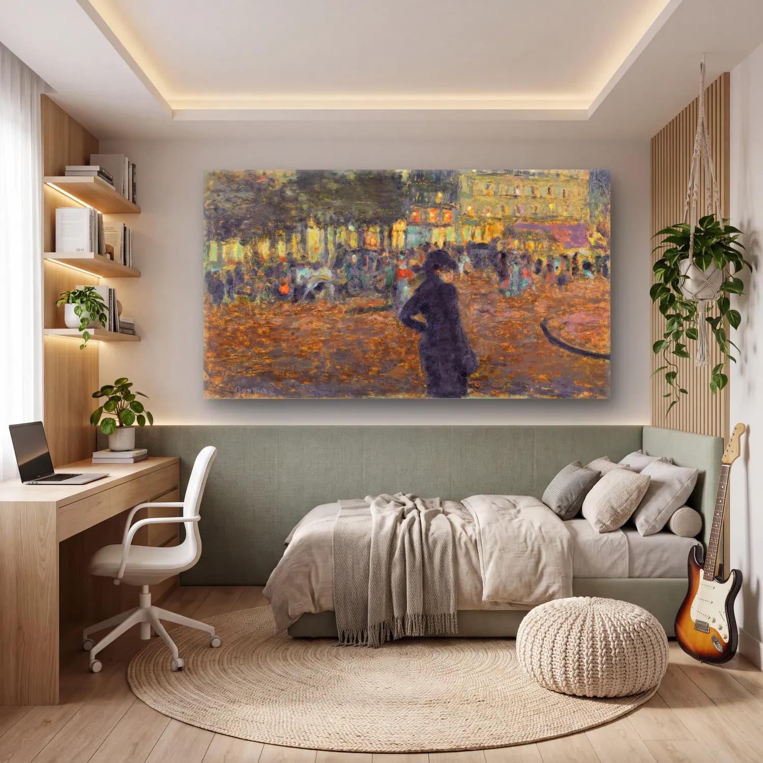 Pierre Bonnard – Place Pigalle at Night cam tablo — genç odasında