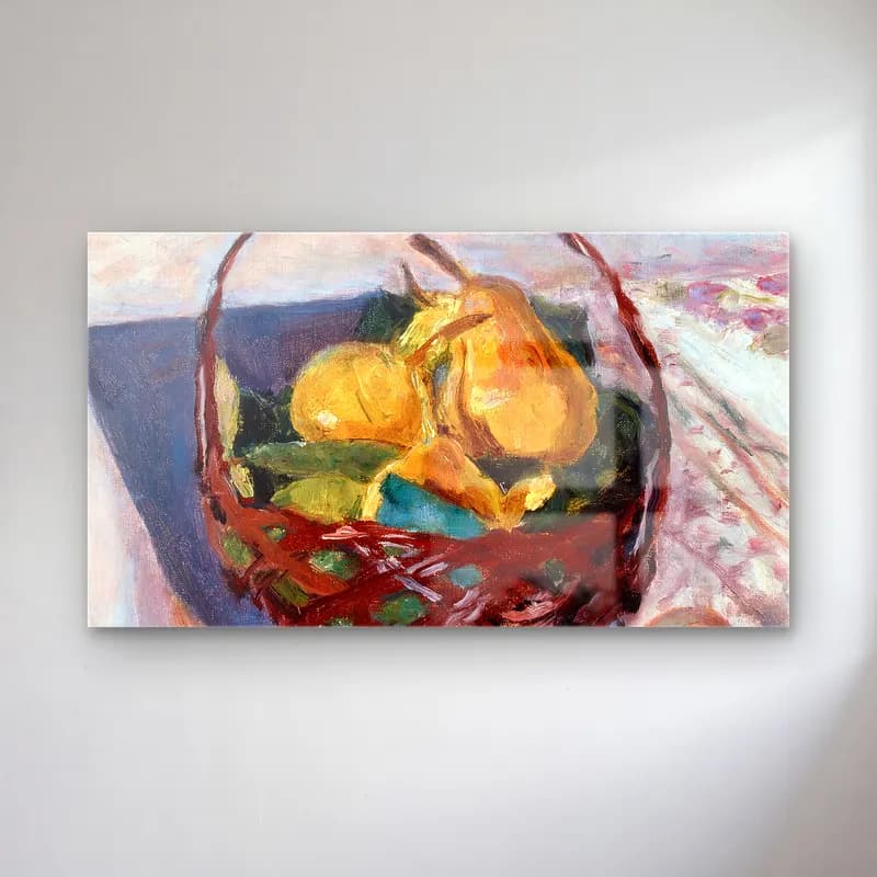 Pierre Bonnard – The Basket of Fruit cam tablo — Pierre Bonnard – The Basket of Fruit — empresyonist armut ve elmalar
