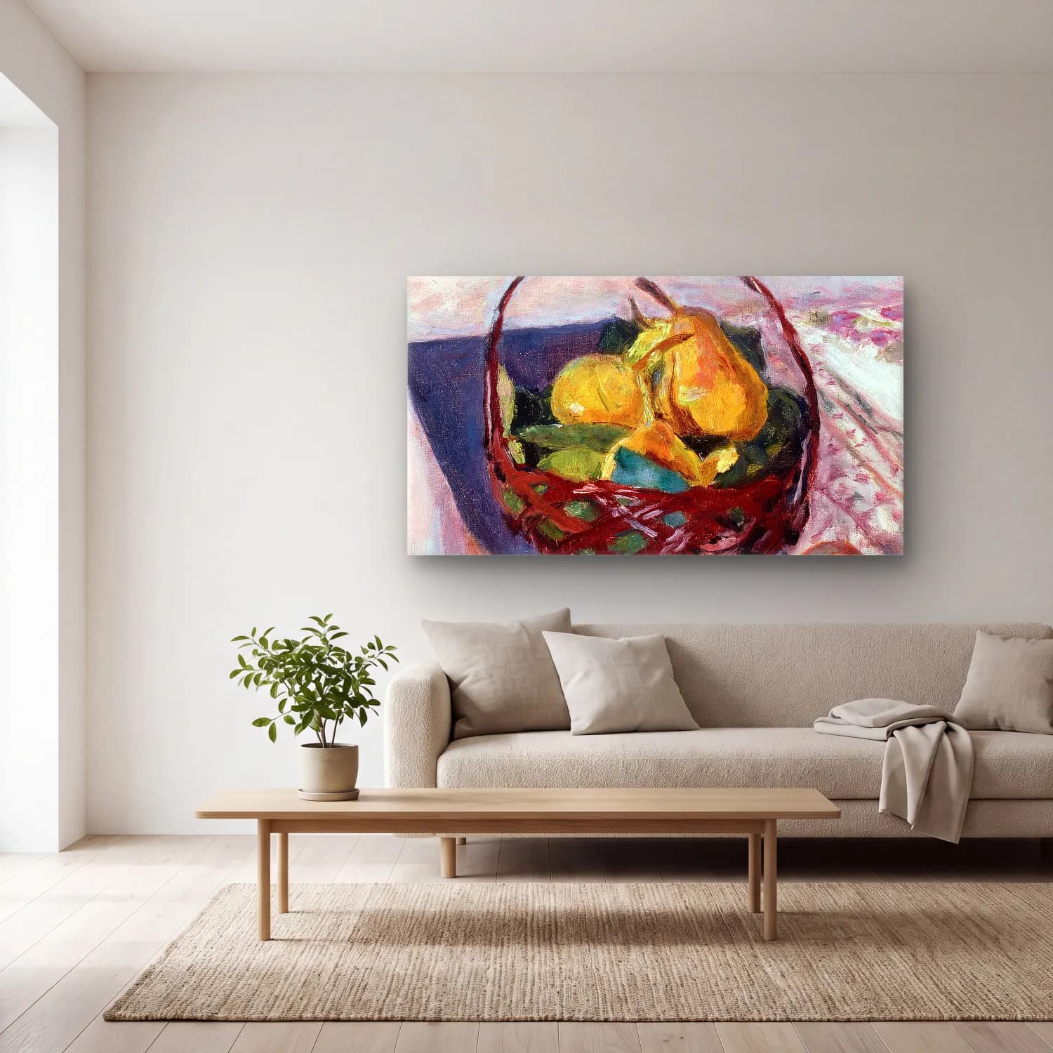 Pierre Bonnard – The Basket of Fruit cam tablo — açık renk salonda