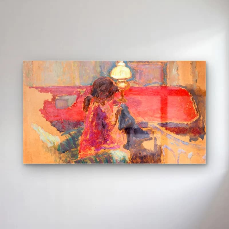 Pierre Bonnard – Woman with a Lamp cam tablo — Pierre Bonnard – Woman with a Lamp — empresyonist vintage i̇ç mekân