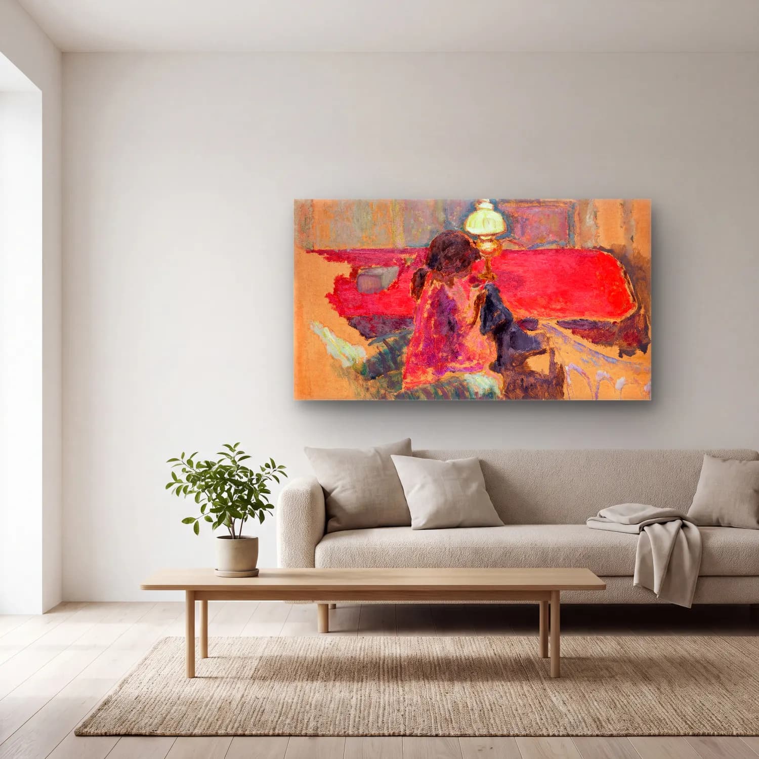 Pierre Bonnard – Woman with a Lamp cam tablo — açık renk salonda