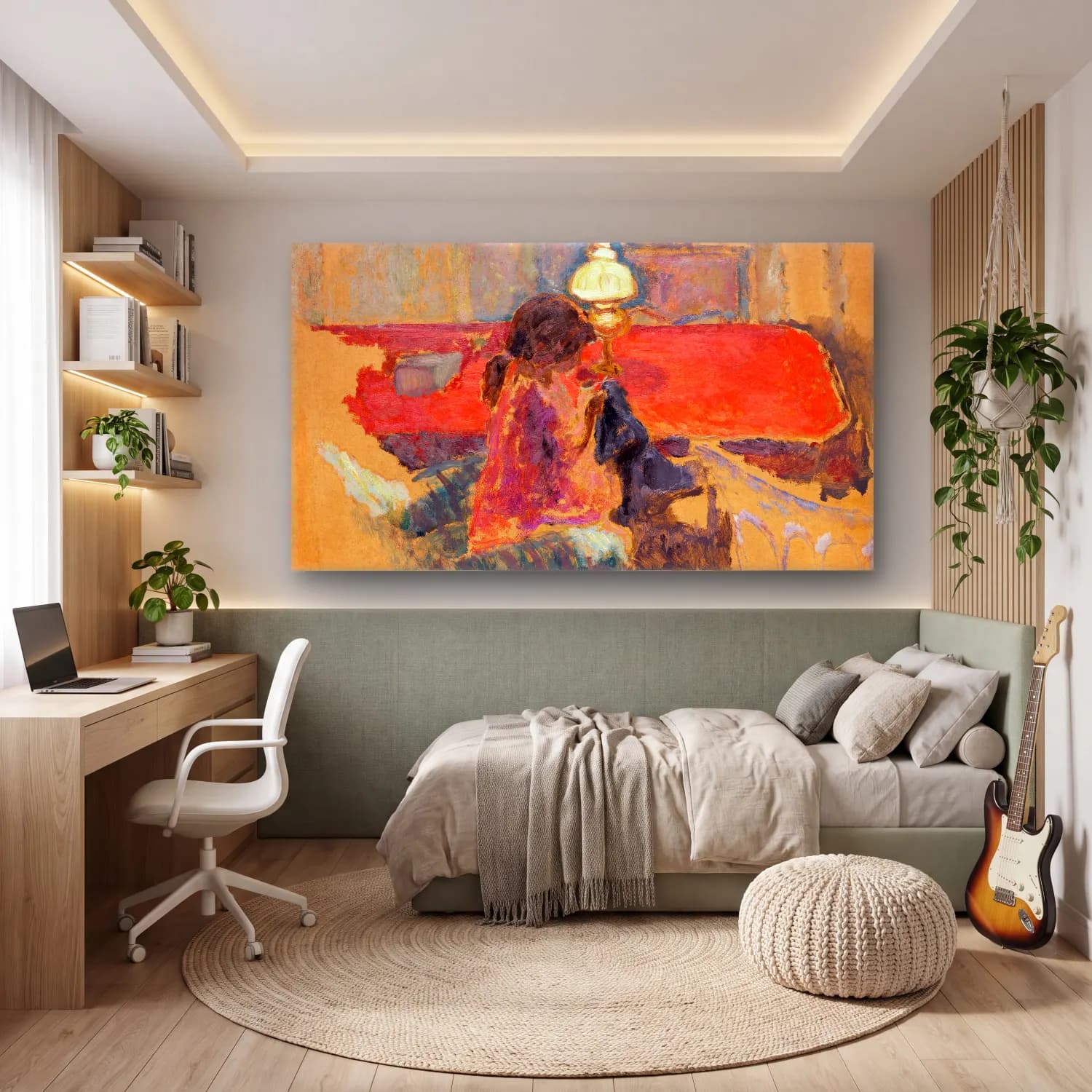 Pierre Bonnard – Woman with a Lamp cam tablo — genç odasında