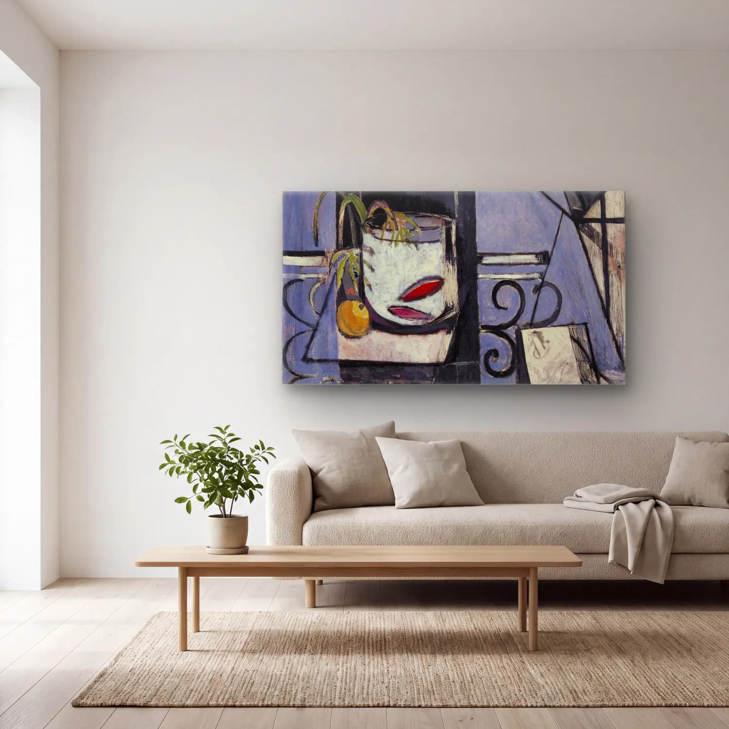 Henri Matisse – Goldfish and Palette cam tablo — açık renk salonda
