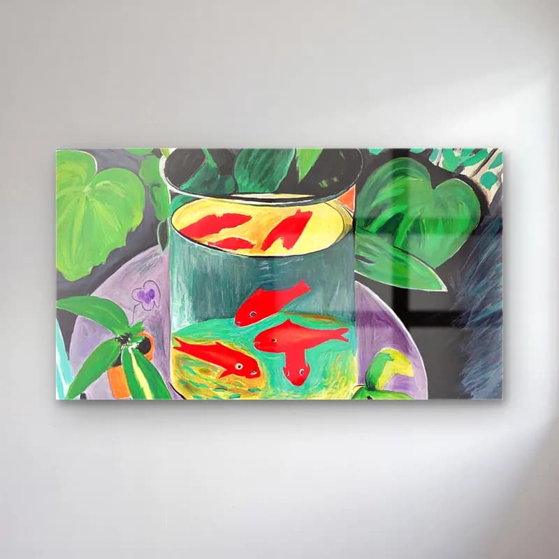 Henri Matisse – Goldfish-Henri Matisse cam tablo — Henri Matisse – Goldfish-Henri Matisse — yağlı boya balık