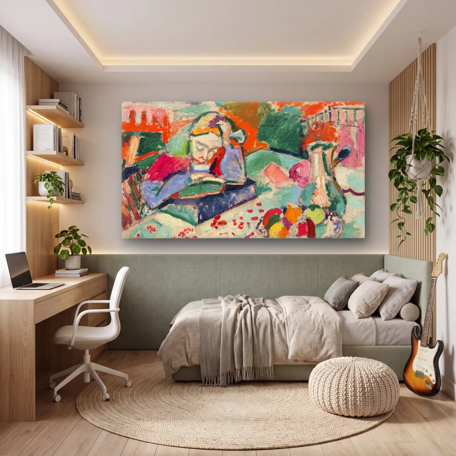 Henri Matisse – Interior with a Young Girl cam tablo — genç odasında