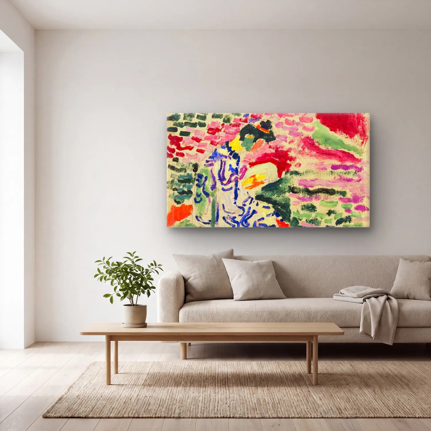Henri Matisse – La Japonaise Woman beside the Water cam tablo — açık renk salonda