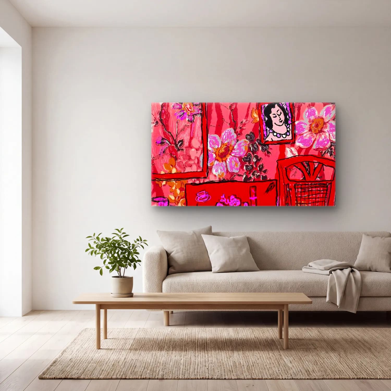 Henri Matisse – Red room CR cam tablo — açık renk salonda