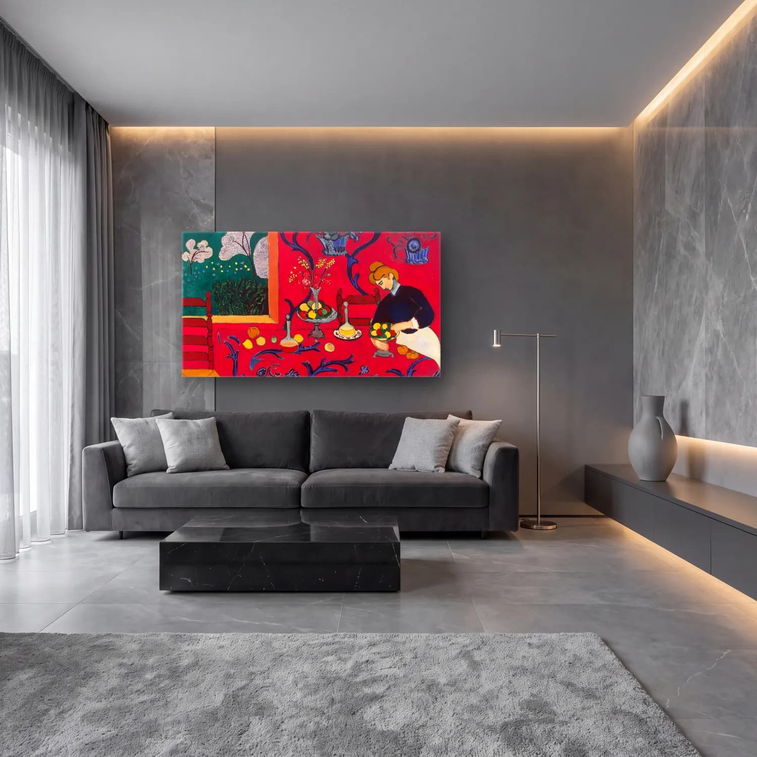 Henri Matisse – Red-room-Matisse cam tablo — lüks salon duvarında
