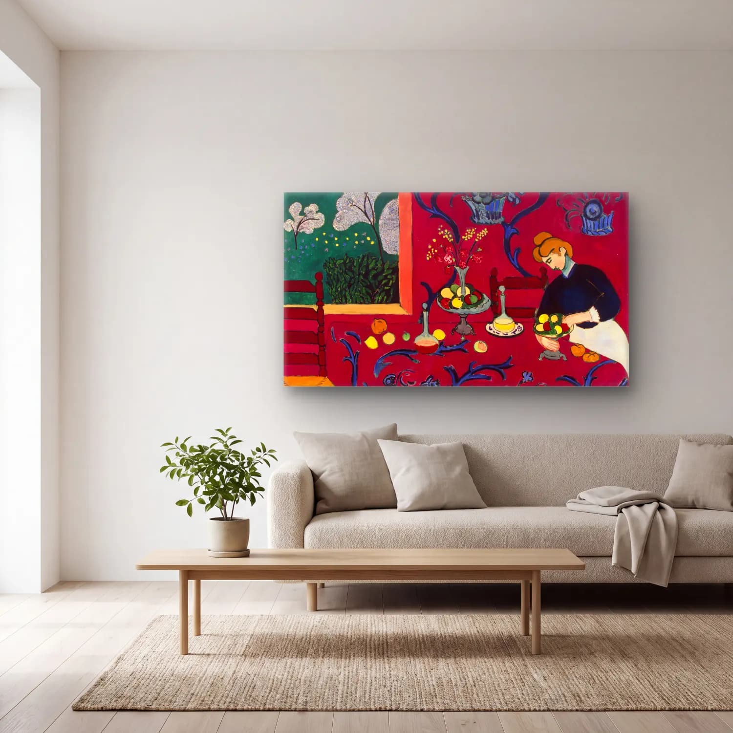Henri Matisse – Red-room-Matisse cam tablo — açık renk salonda