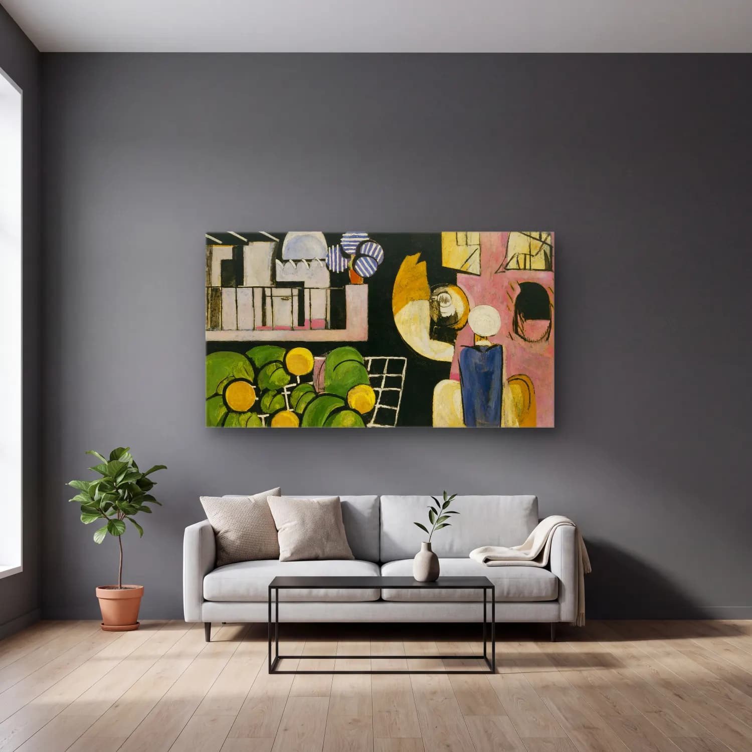 Henri Matisse – The Moroccans cam tablo — gri duvarlı salonda