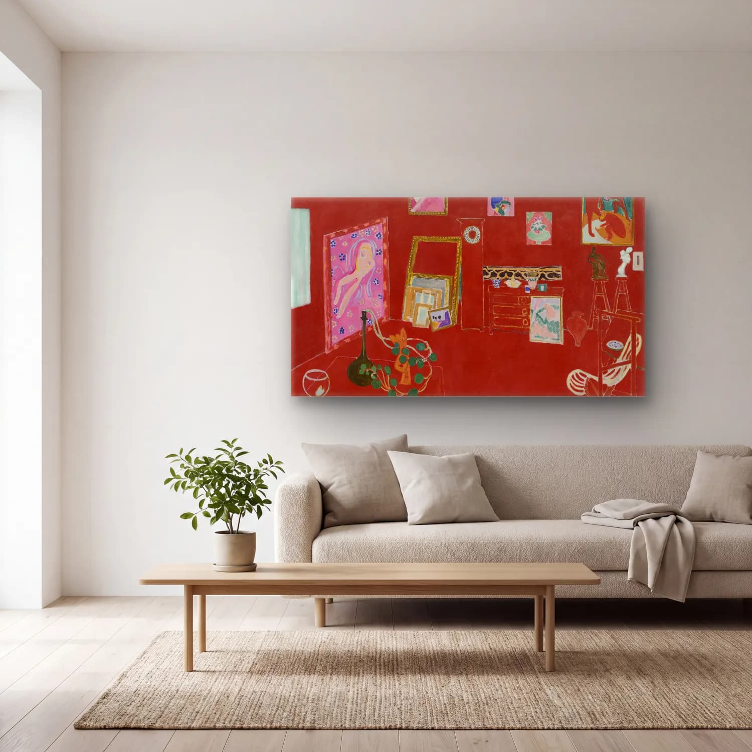 Henri Matisse – The Red Studio cam tablo — açık renk salonda