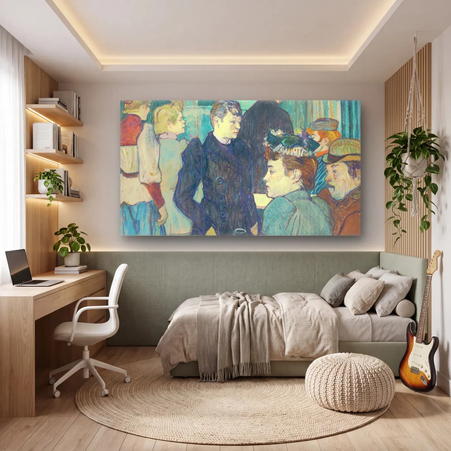 Henri de Toulouse-Lautrec – A Corner of the Moulin de la Galette cam tablo — genç odasında