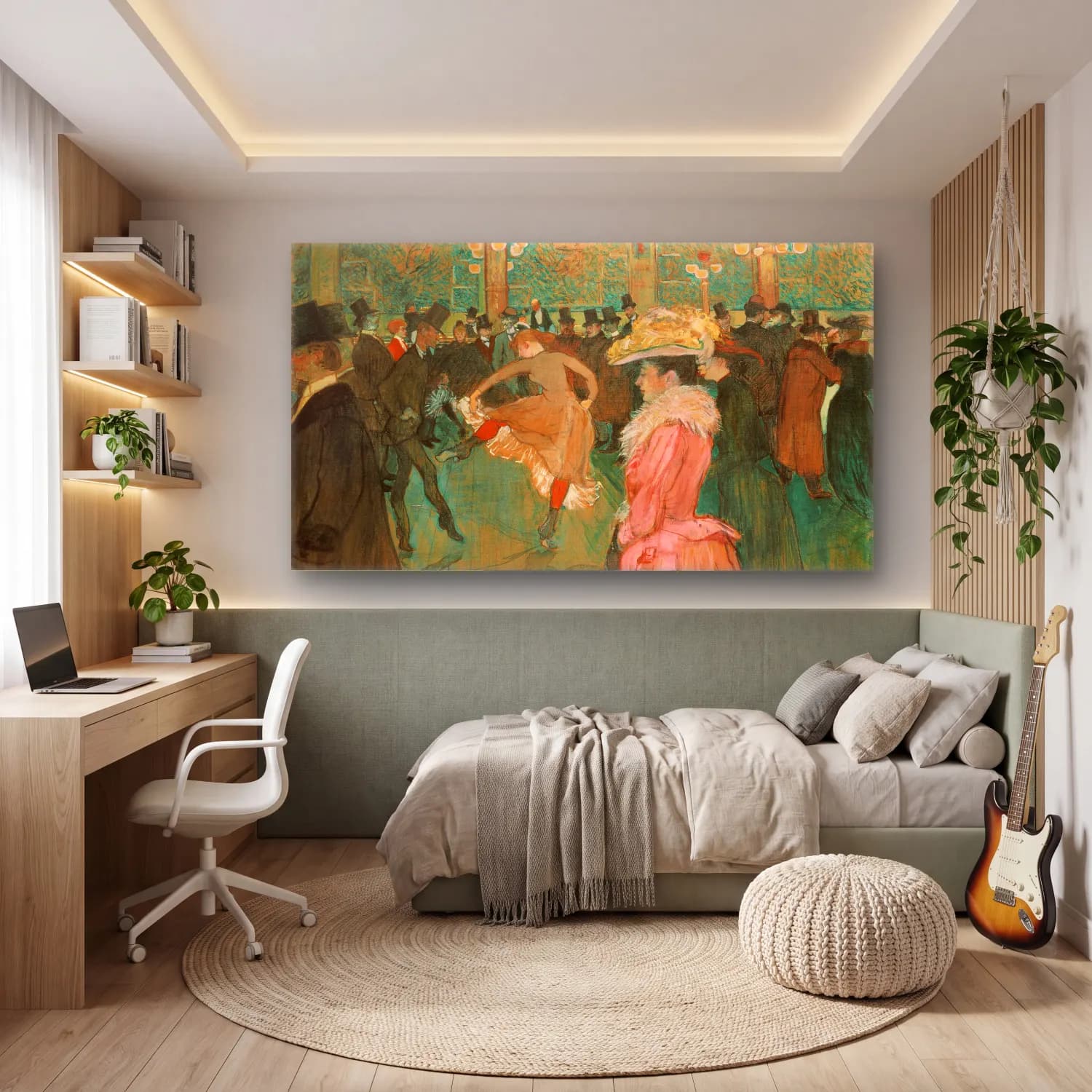 Henri de Toulouse-Lautrec – At the Moulin Rouge The Dance cam tablo — genç odasında