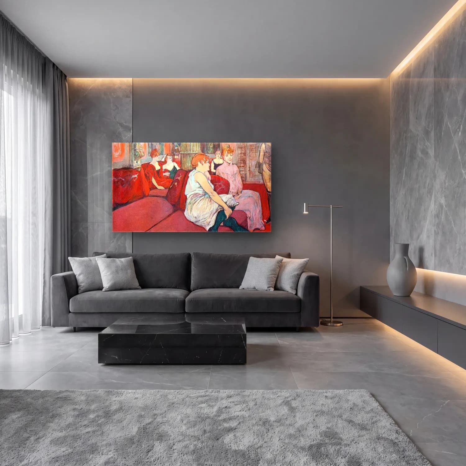 Henri de Toulouse-Lautrec – Au Salon de la rue des Moulins cam tablo — lüks salon duvarında