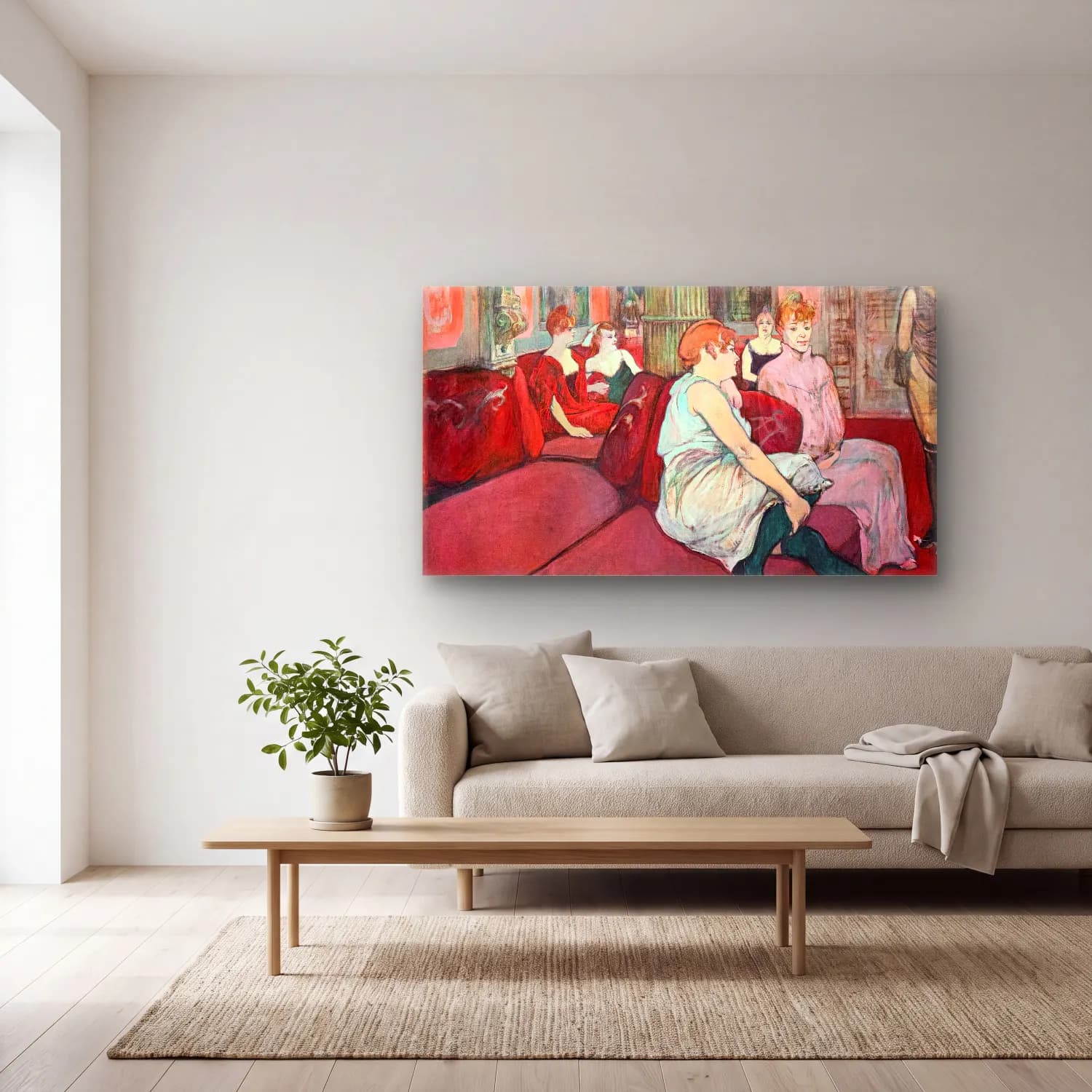Henri de Toulouse-Lautrec – Au Salon de la rue des Moulins cam tablo — açık renk salonda