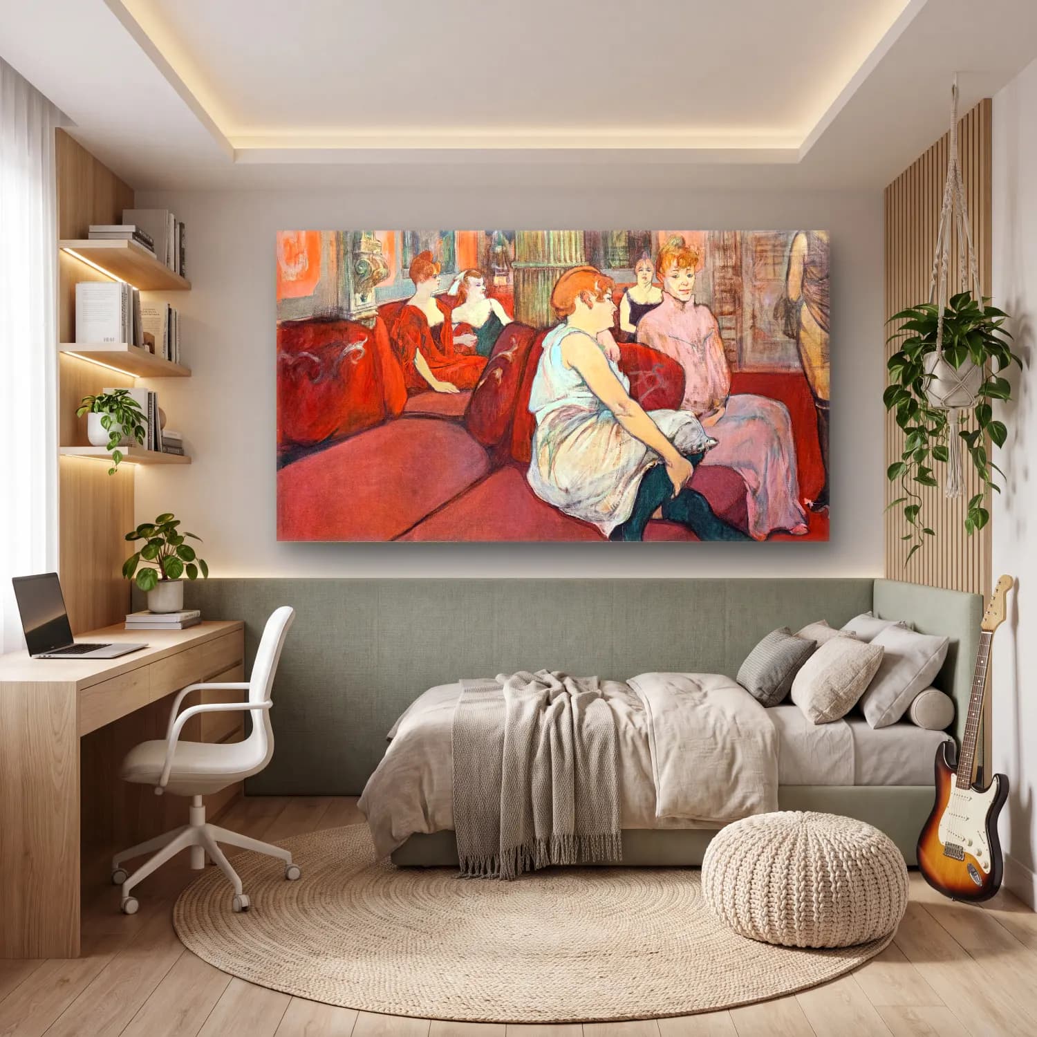 Henri de Toulouse-Lautrec – Au Salon de la rue des Moulins cam tablo — genç odasında